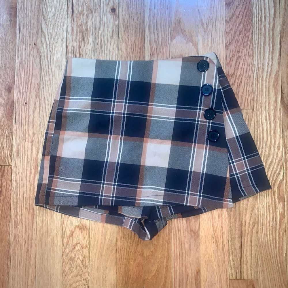 XS Forever 21 Brown plaid skort